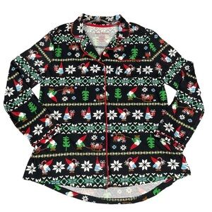Hanna Anderson Christmas Gnome Sweet Gnome Cozy Flannel Button Up Pajama Top  S